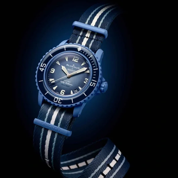 Blancpain Swatch Scuba Fifty Fathoms in Blue Authentic - Picture 2 of 11
